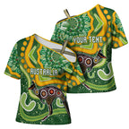 Australia Darts Personalised Cross Shoulder Shirt Aboriginal Dot Art Boomerang Indigenous Style Graphic