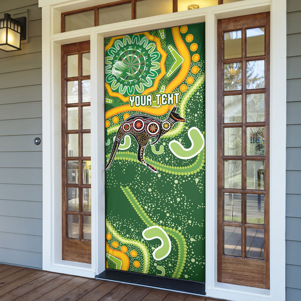 Australia Darts Personalised Door Cover Aboriginal Dot Art Boomerang Indigenous Style Graphic