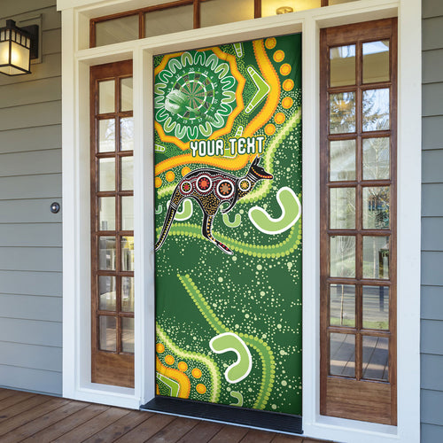 Australia Darts Personalised Door Cover Aboriginal Dot Art Boomerang Indigenous Style Graphic