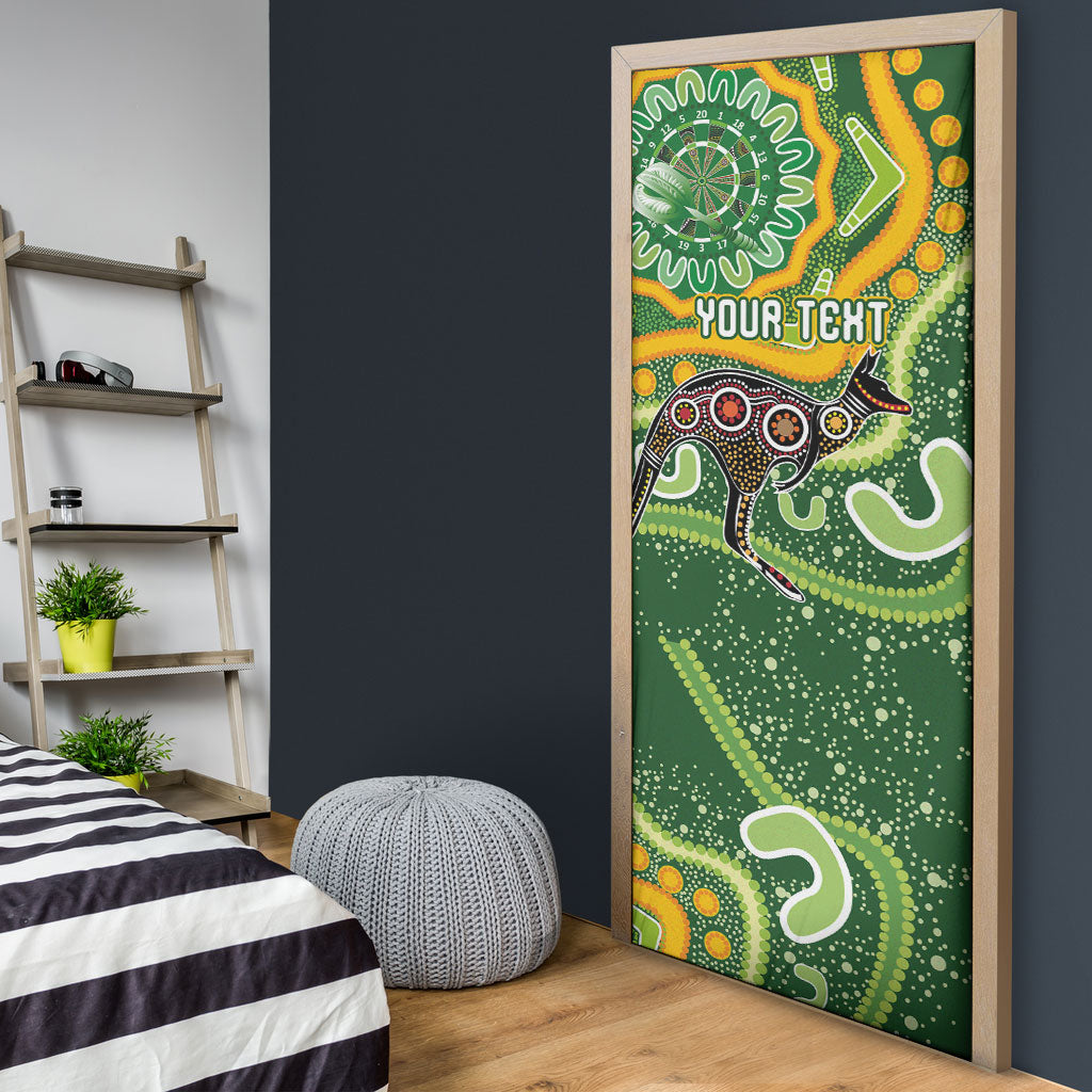 Australia Darts Personalised Door Cover Aboriginal Dot Art Boomerang Indigenous Style Graphic