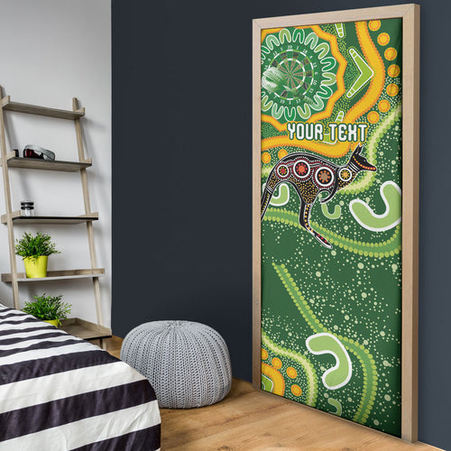 Australia Darts Personalised Door Cover Aboriginal Dot Art Boomerang Indigenous Style Graphic