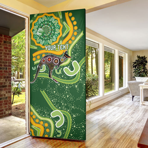 Australia Darts Personalised Door Cover Aboriginal Dot Art Boomerang Indigenous Style Graphic