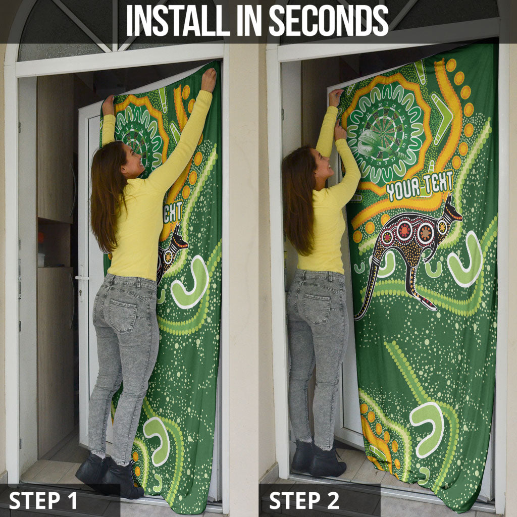 Australia Darts Personalised Door Cover Aboriginal Dot Art Boomerang Indigenous Style Graphic