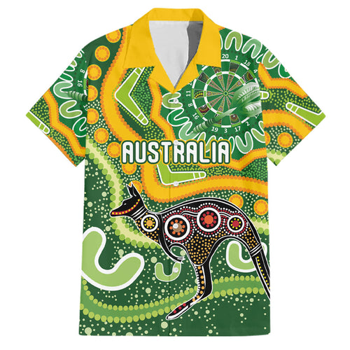 Australia Darts Personalised Family Matching Long Sleeve Bodycon Dress and Hawaiian Shirt Aboriginal Dot Art Boomerang Indigenous Style Graphic