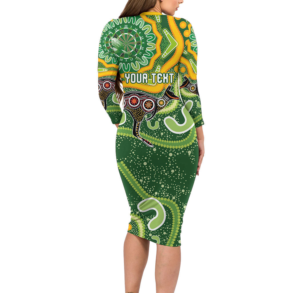 Australia Darts Personalised Family Matching Long Sleeve Bodycon Dress and Hawaiian Shirt Aboriginal Dot Art Boomerang Indigenous Style Graphic