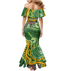 Australia Darts Personalised Family Matching Mermaid Dress and Hawaiian Shirt Aboriginal Dot Art Boomerang Indigenous Style Graphic