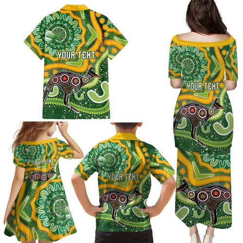 Australia Darts Personalised Family Matching Puletasi and Hawaiian Shirt Aboriginal Dot Art Boomerang Indigenous Style Graphic