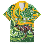 Australia Darts Personalised Family Matching Puletasi and Hawaiian Shirt Aboriginal Dot Art Boomerang Indigenous Style Graphic