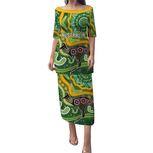 Australia Darts Personalised Family Matching Puletasi and Hawaiian Shirt Aboriginal Dot Art Boomerang Indigenous Style Graphic