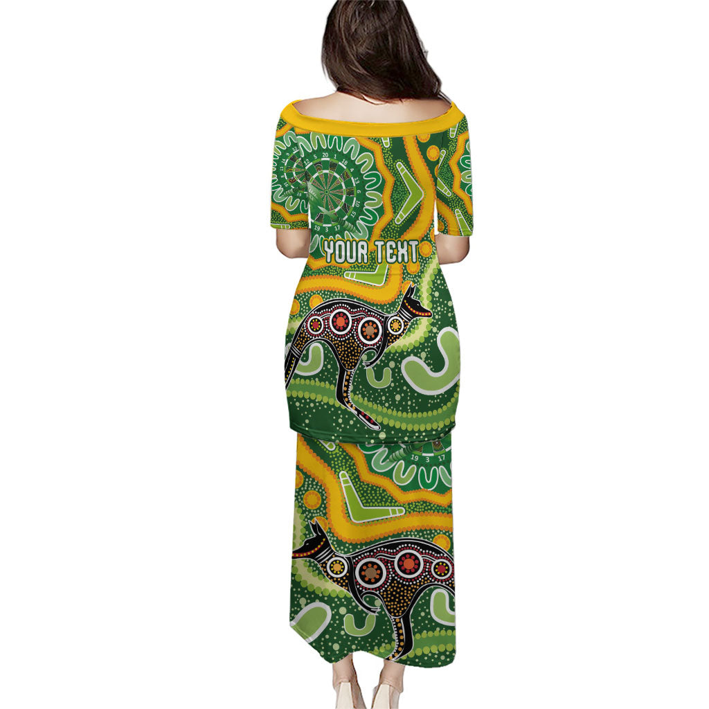 Australia Darts Personalised Family Matching Puletasi and Hawaiian Shirt Aboriginal Dot Art Boomerang Indigenous Style Graphic
