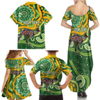Australia Darts Personalised Family Matching Summer Maxi Dress and Hawaiian Shirt Aboriginal Dot Art Boomerang Indigenous Style Graphic