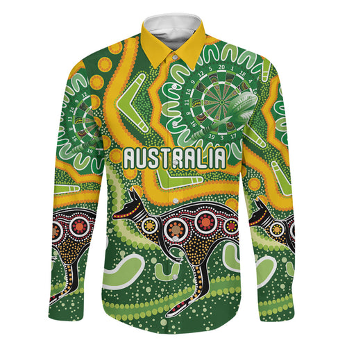 Australia Darts Personalised Family Matching Summer Maxi Dress and Hawaiian Shirt Aboriginal Dot Art Boomerang Indigenous Style Graphic