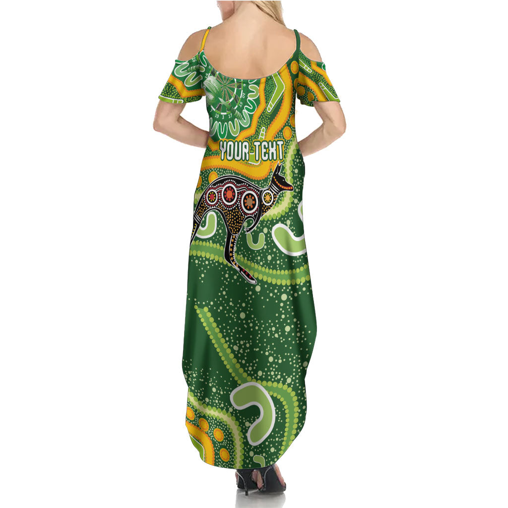 Australia Darts Personalised Family Matching Summer Maxi Dress and Hawaiian Shirt Aboriginal Dot Art Boomerang Indigenous Style Graphic
