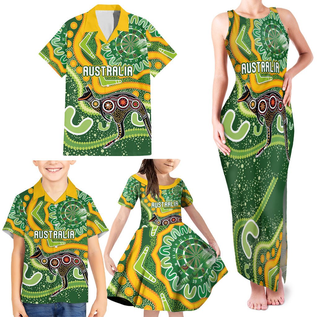 Australia Darts Personalised Family Matching Tank Maxi Dress and Hawaiian Shirt Aboriginal Dot Art Boomerang Indigenous Style Graphic