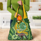 Australia Darts Grocery Bag Aboriginal Dot Art Boomerang Indigenous Style Graphic