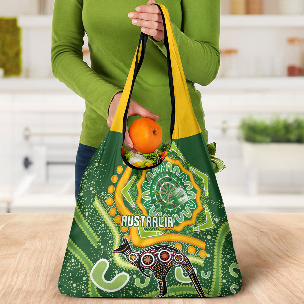 Australia Darts Grocery Bag Aboriginal Dot Art Boomerang Indigenous Style Graphic
