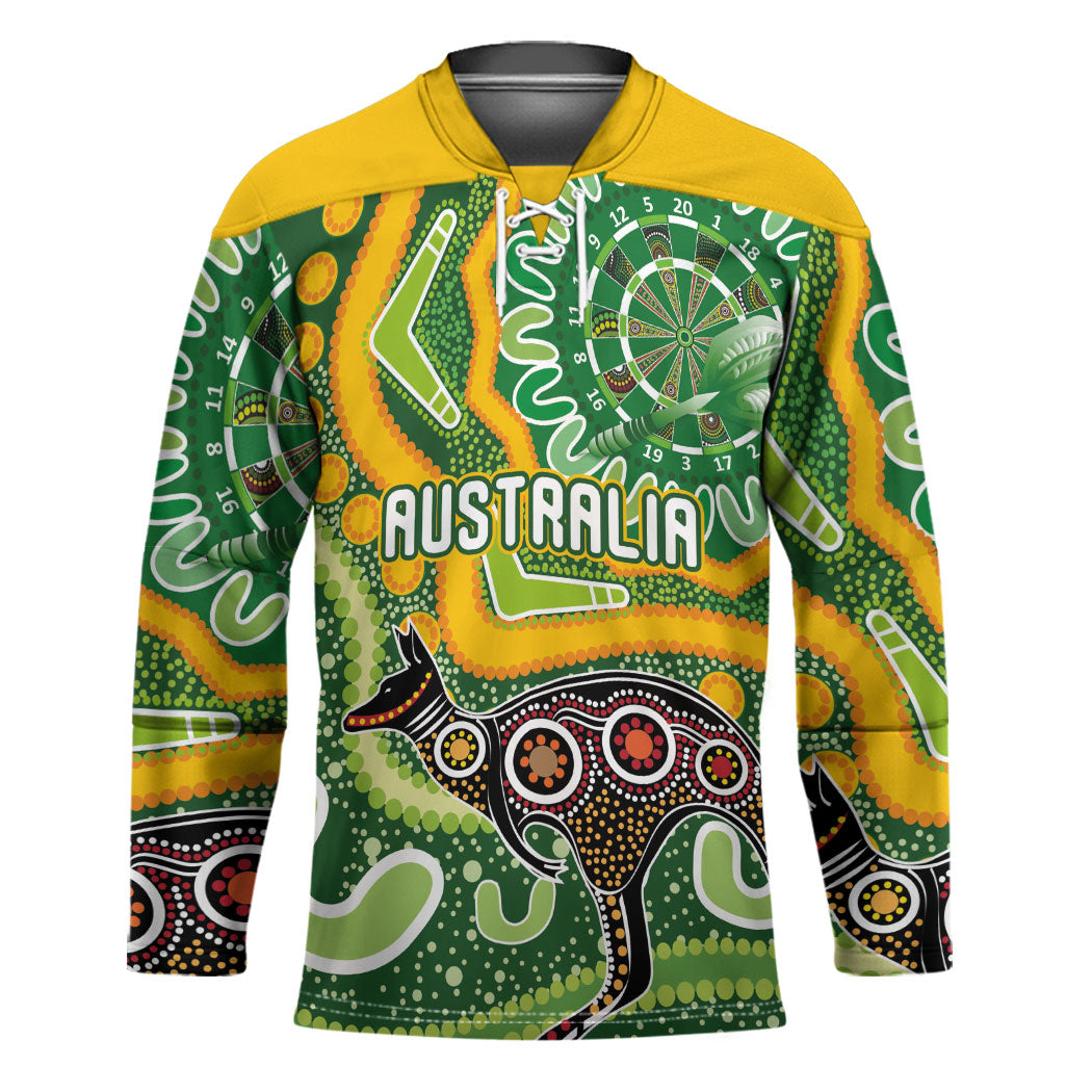 Australia Darts Personalised Hockey Jersey Aboriginal Dot Art Boomerang Indigenous Style Graphic