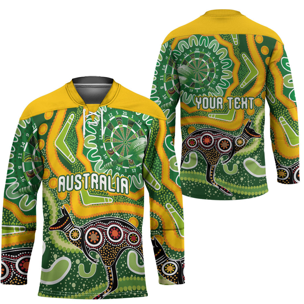 Australia Darts Personalised Hockey Jersey Aboriginal Dot Art Boomerang Indigenous Style Graphic