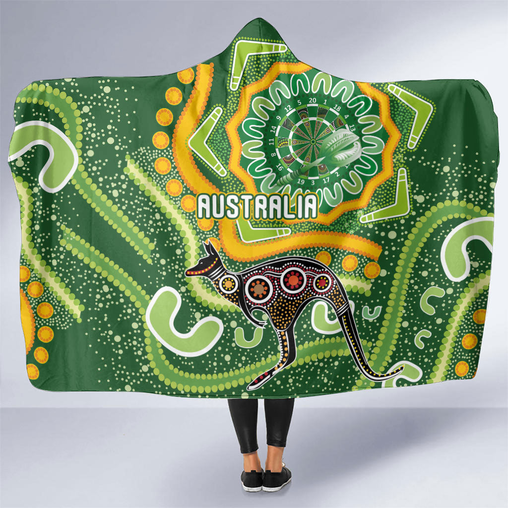 Australia Darts Hooded Blanket Aboriginal Dot Art Boomerang Indigenous Style Graphic