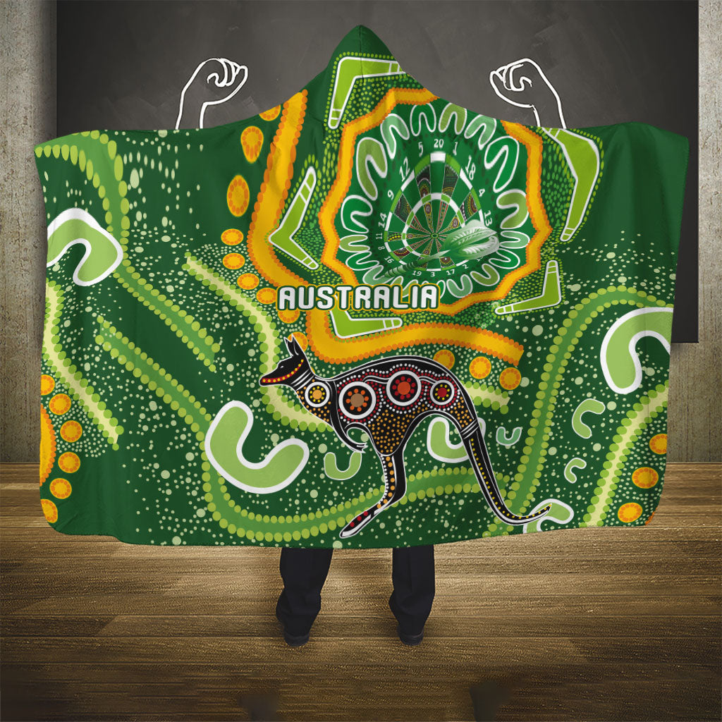 Australia Darts Hooded Blanket Aboriginal Dot Art Boomerang Indigenous Style Graphic
