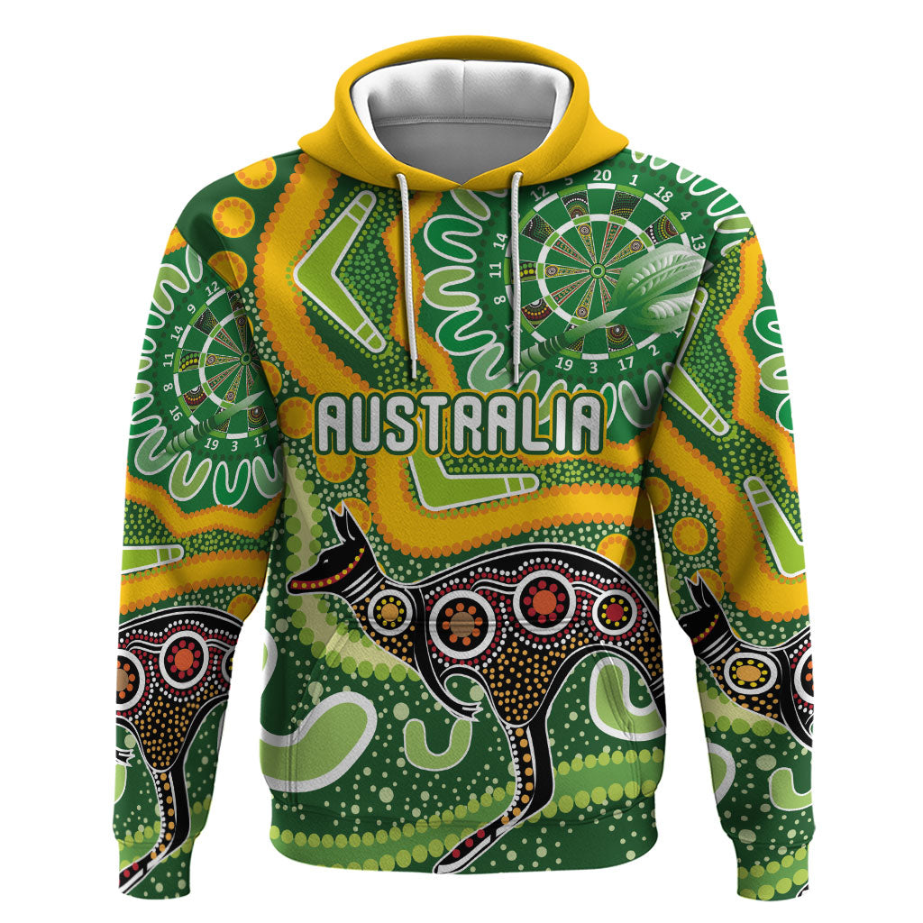 Australia Darts Personalised Hoodie Aboriginal Dot Art Boomerang Indigenous Style Graphic