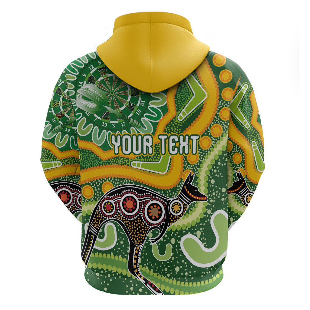Australia Darts Personalised Hoodie Aboriginal Dot Art Boomerang Indigenous Style Graphic