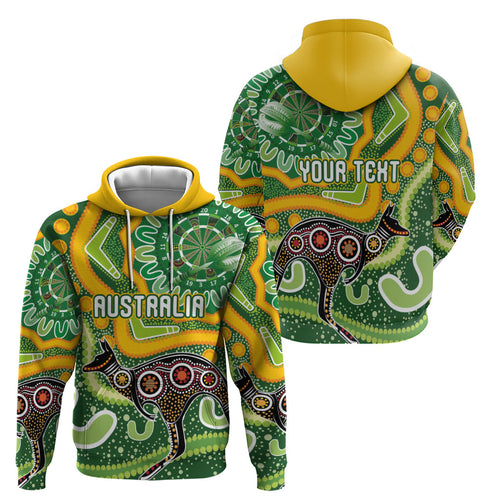 Australia Darts Personalised Hoodie Aboriginal Dot Art Boomerang Indigenous Style Graphic