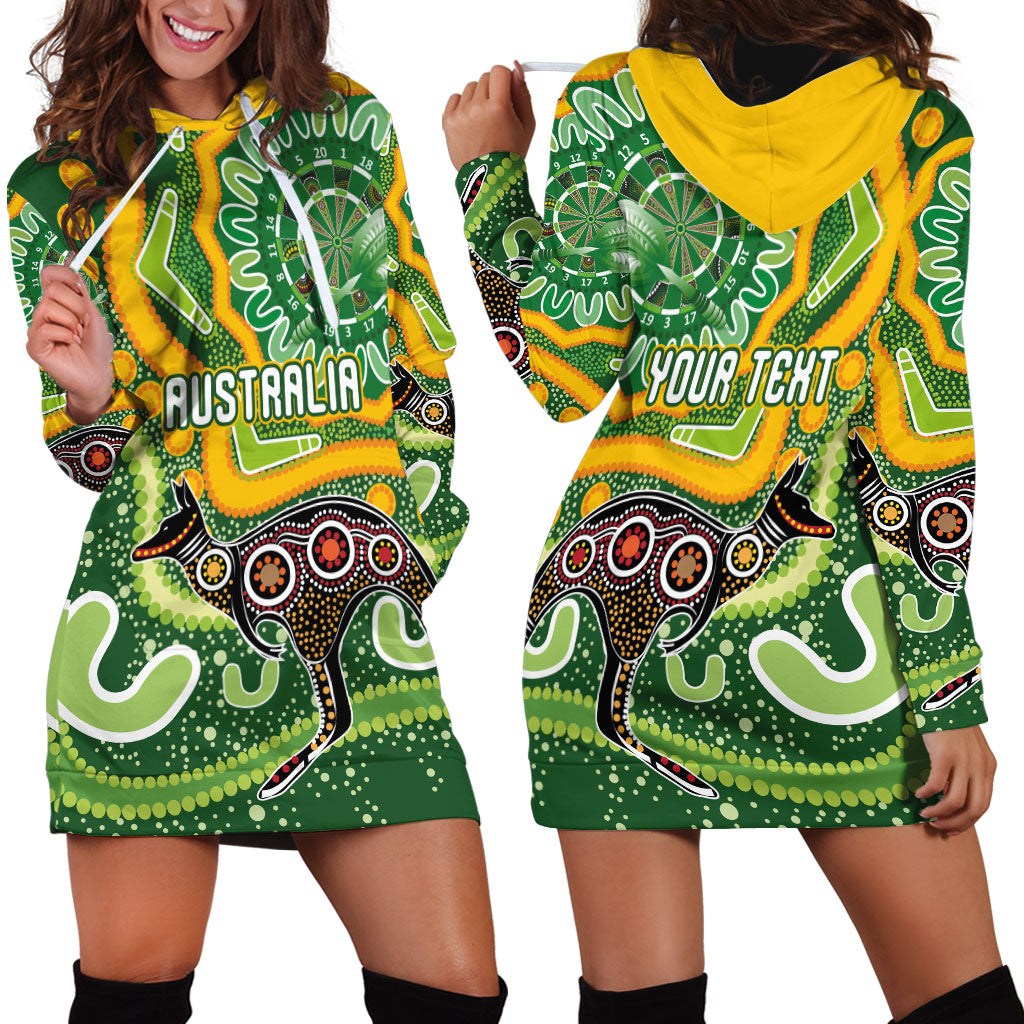 Australia Darts Personalised Hoodie Dress Aboriginal Dot Art Boomerang Indigenous Style Graphic
