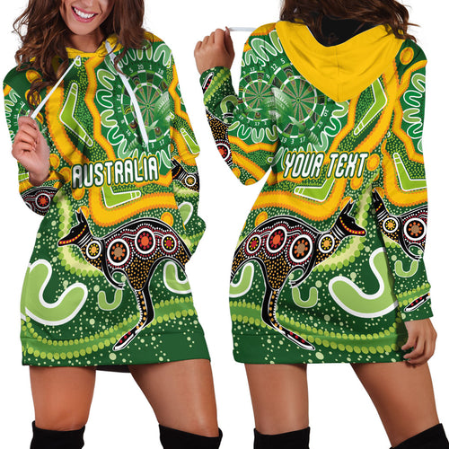 Australia Darts Personalised Hoodie Dress Aboriginal Dot Art Boomerang Indigenous Style Graphic