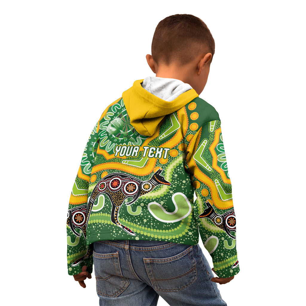 Australia Darts Personalised Kid Hoodie Aboriginal Dot Art Boomerang Indigenous Style Graphic