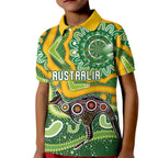 Australia Darts Personalised Kid Polo Shirt Aboriginal Dot Art Boomerang Indigenous Style Graphic