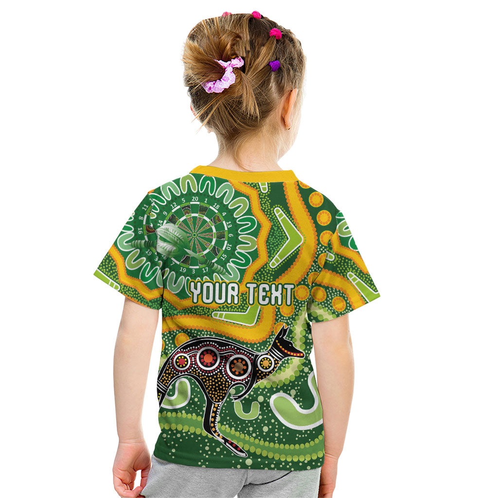 Australia Darts Personalised Kid T Shirt Aboriginal Dot Art Boomerang Indigenous Style Graphic