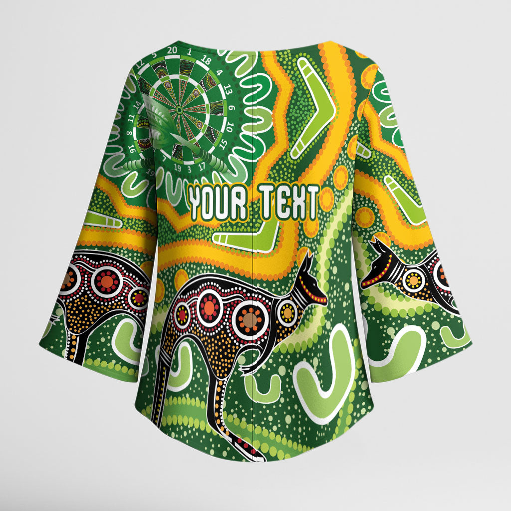Australia Darts Personalised Kimono Sleeve Blouse Aboriginal Dot Art Boomerang Indigenous Style Graphic