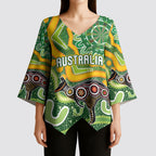 Australia Darts Personalised Kimono Sleeve Blouse Aboriginal Dot Art Boomerang Indigenous Style Graphic