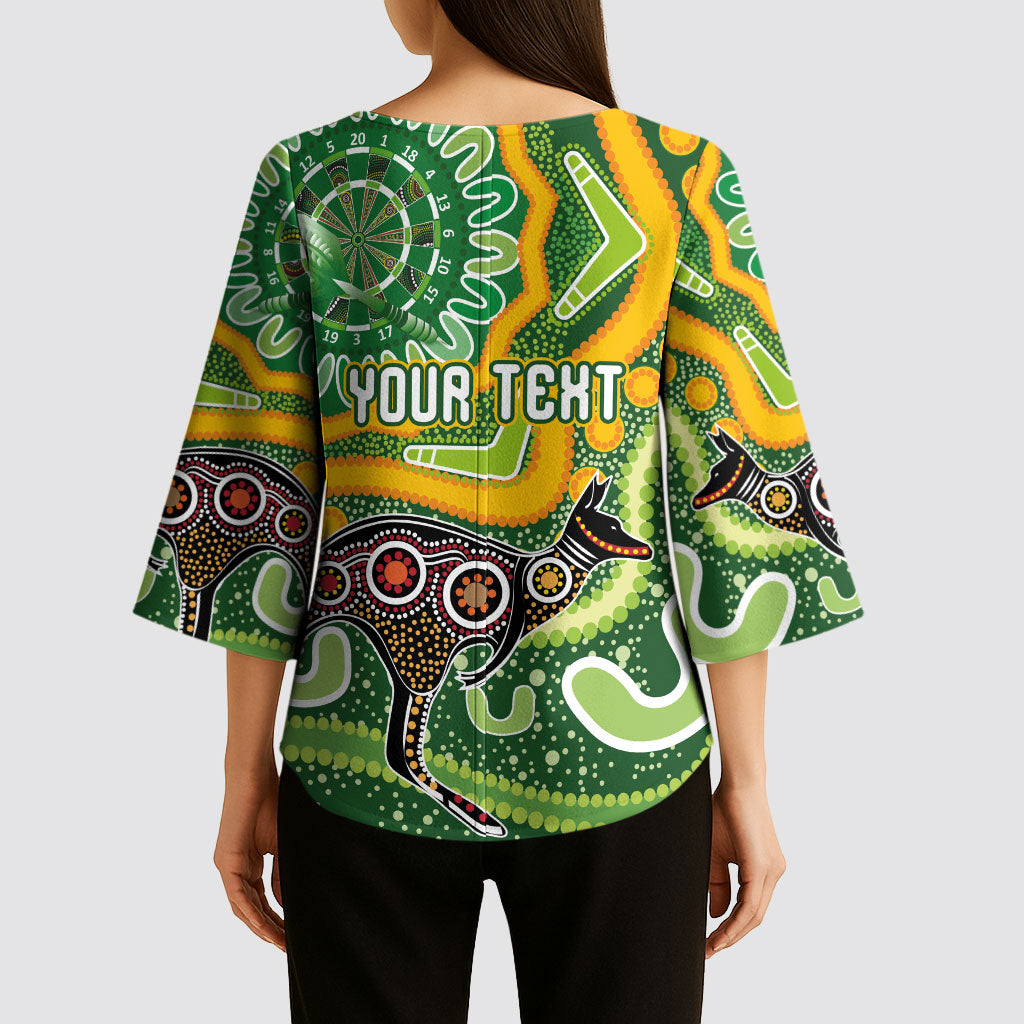 Australia Darts Personalised Kimono Sleeve Blouse Aboriginal Dot Art Boomerang Indigenous Style Graphic
