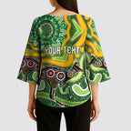 Australia Darts Personalised Kimono Sleeve Blouse Aboriginal Dot Art Boomerang Indigenous Style Graphic