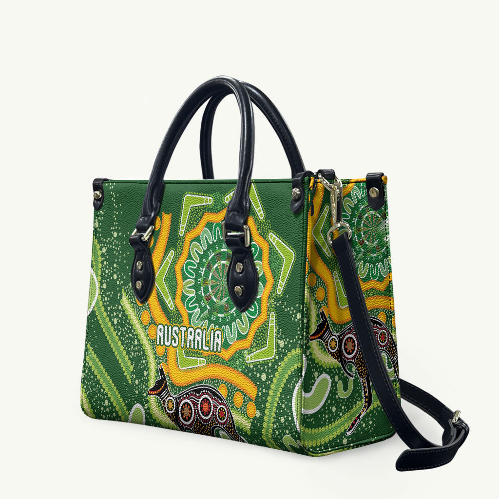 Australia Darts Leather Bag Aboriginal Dot Art Boomerang Indigenous Style Graphic