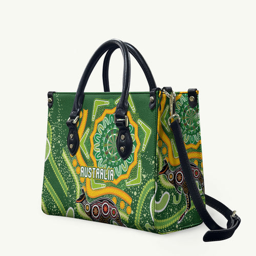 Australia Darts Leather Bag Aboriginal Dot Art Boomerang Indigenous Style Graphic