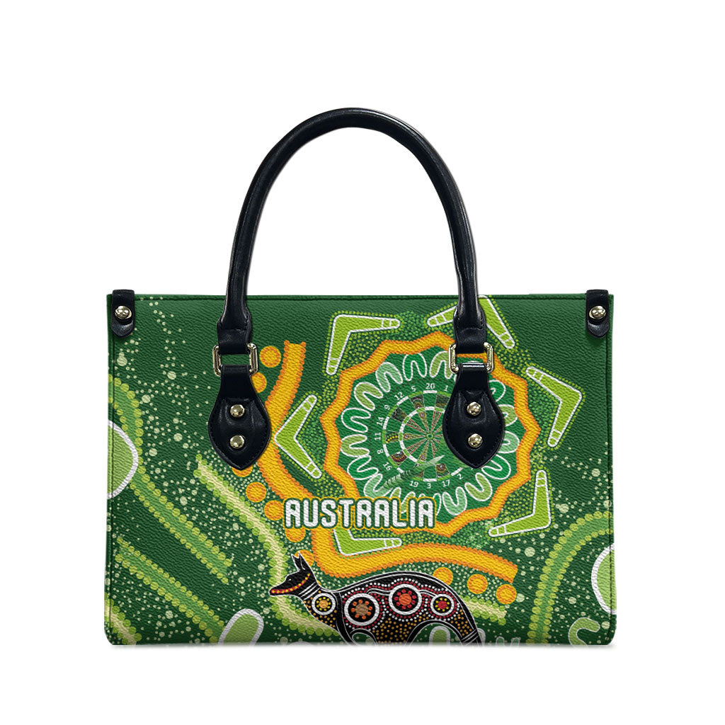 Australia Darts Leather Bag Aboriginal Dot Art Boomerang Indigenous Style Graphic