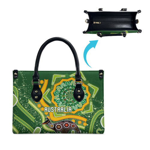 Australia Darts Leather Bag Aboriginal Dot Art Boomerang Indigenous Style Graphic