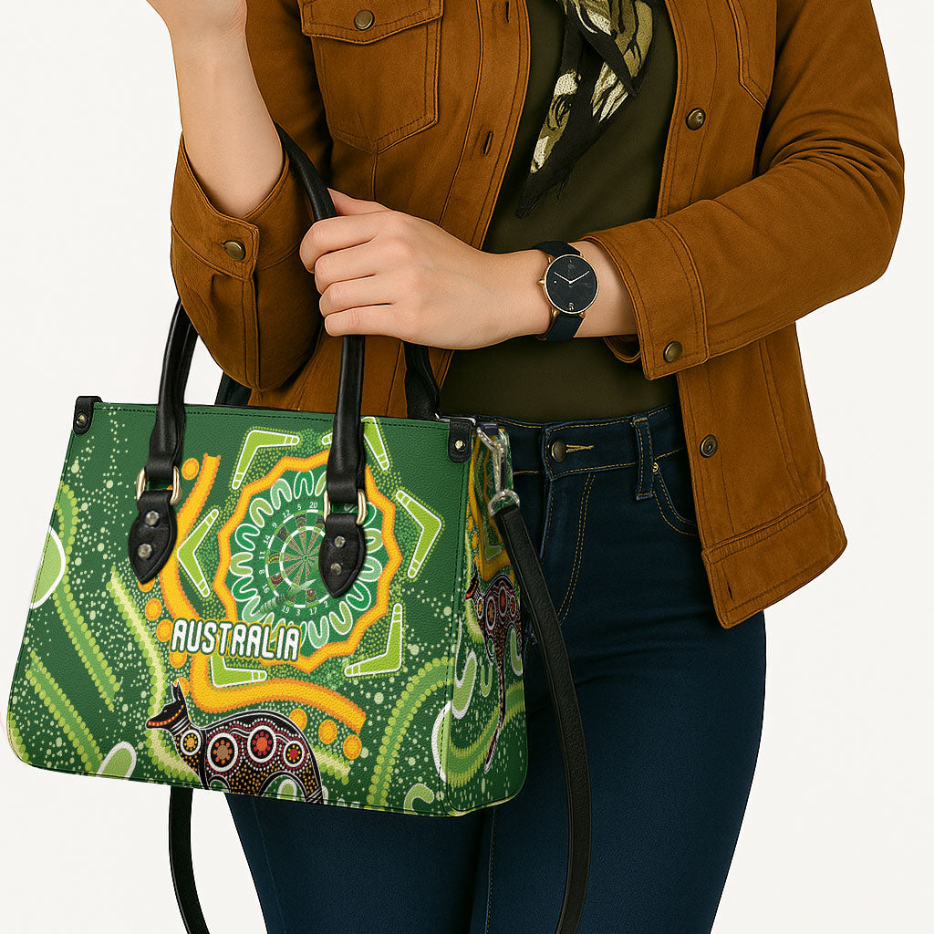 Australia Darts Leather Bag Aboriginal Dot Art Boomerang Indigenous Style Graphic