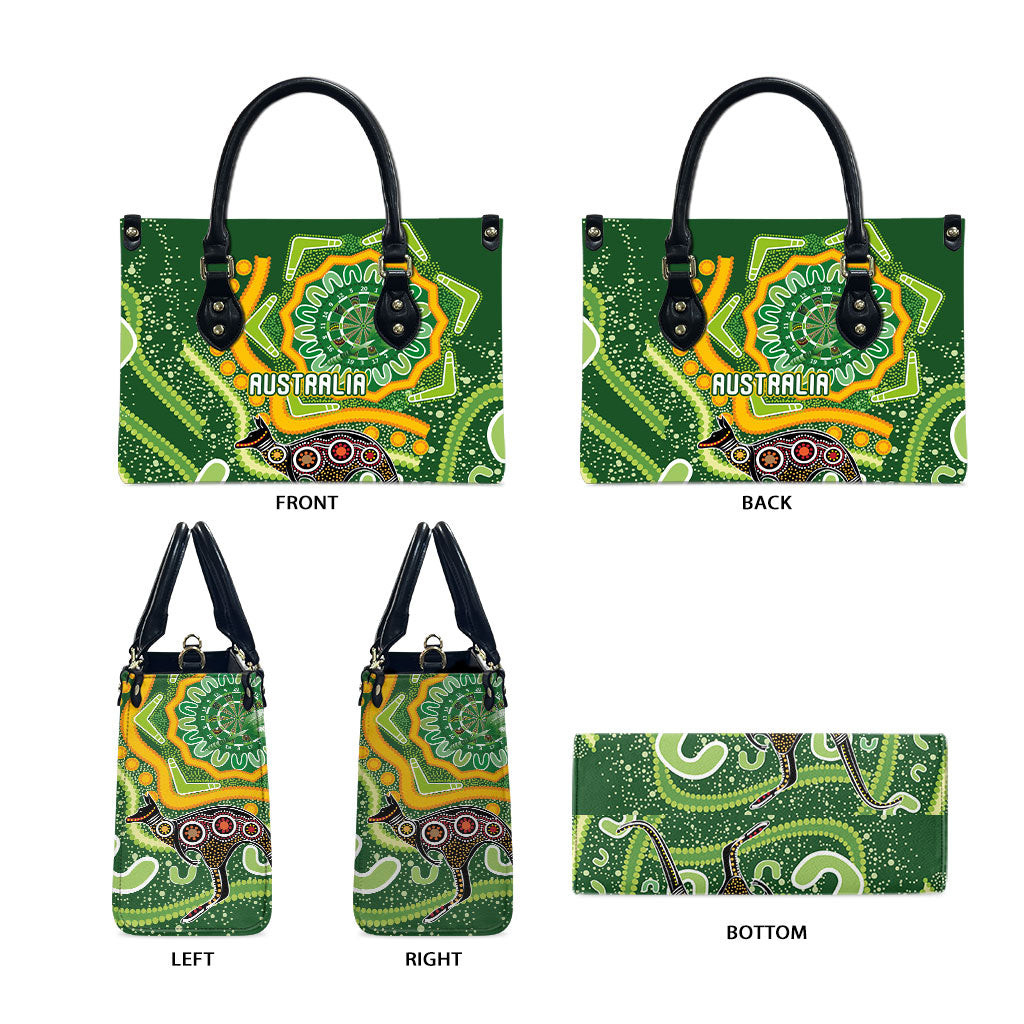 Australia Darts Leather Bag Aboriginal Dot Art Boomerang Indigenous Style Graphic