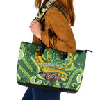 Australia Darts Leather Tote Bag Aboriginal Dot Art Boomerang Indigenous Style Graphic