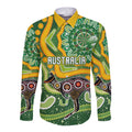 Australia Darts Personalised Long Sleeve Button Shirt Aboriginal Dot Art Boomerang Indigenous Style Graphic