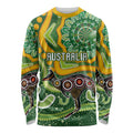 Australia Darts Personalised Long Sleeve Shirt Aboriginal Dot Art Boomerang Indigenous Style Graphic
