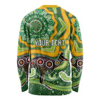 Australia Darts Personalised Long Sleeve Shirt Aboriginal Dot Art Boomerang Indigenous Style Graphic