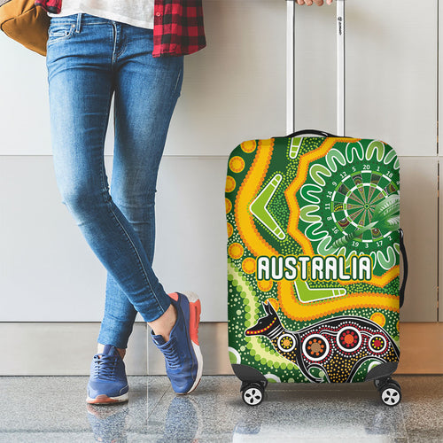 Australia Darts Luggage Cover Aboriginal Dot Art Boomerang Indigenous Style Graphic