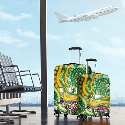 Australia Darts Luggage Cover Aboriginal Dot Art Boomerang Indigenous Style Graphic