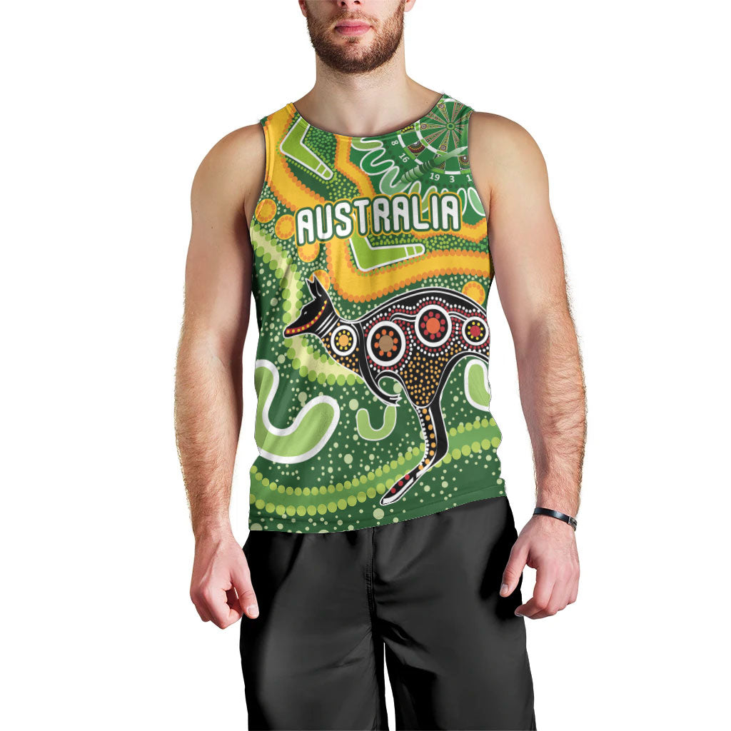Australia Darts Personalised Men Tank Top Aboriginal Dot Art Boomerang Indigenous Style Graphic