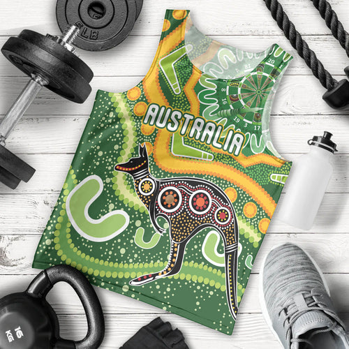 Australia Darts Personalised Men Tank Top Aboriginal Dot Art Boomerang Indigenous Style Graphic
